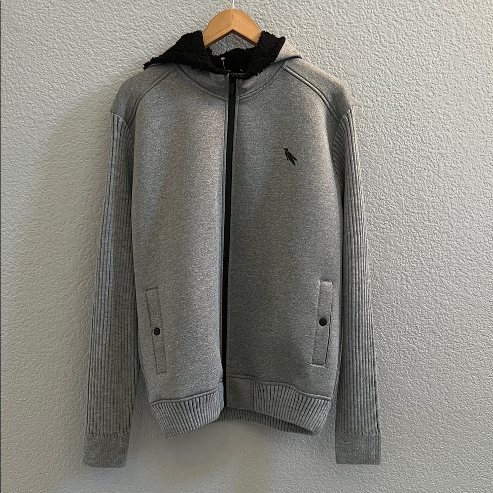 Stone Falcon Men Zip Up Ribbed Long Sleeve Jacket Size Large